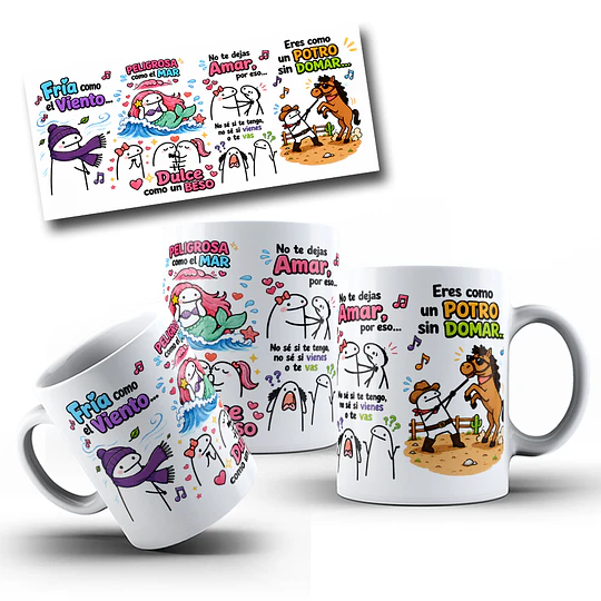 Disenõs Tazas Flork Plantilha Fria como el viento, Peligrosa como el mar Sublimacion Png