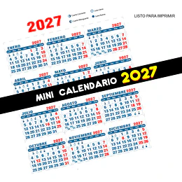 Calendario Imprimible 2027 PDF | Mini Calendario y Calendario Mignon