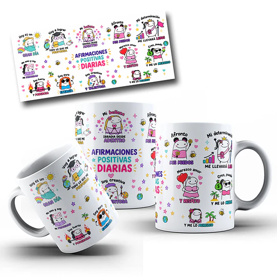 Disenõs Tazas Plantilha Afirmaciones Positivas Diarias Flork Meme Sublimacion Png