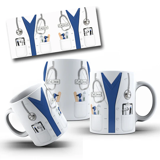 Diseños Tazas Plantilla 3d Médico, Regalo para Doctor, Enfermero Sublimacion Png
