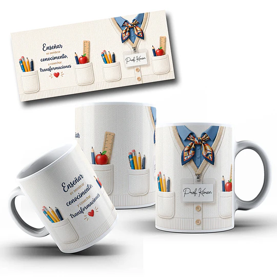 Diseños Taza Plantilla Dia del Maestra, Regalo escolar Profesora Feliz día Sublimacion Png
