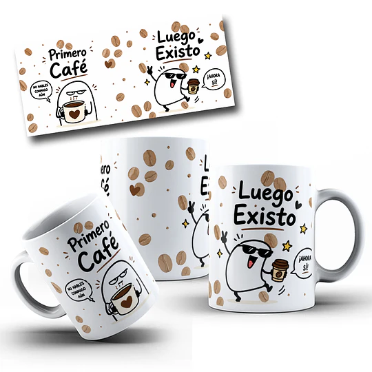 Diseños Tazas Plantilla No me hablen hasta que ocurra el milagro...Primero café, luego éxito,  Flork, Deformitos Sublimacion Png 
