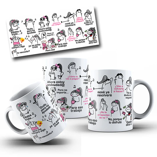 Diseños Tazas Plantilla Taza estaba triste pero me compré algo Flork, Deformitos Sublimacion Png 