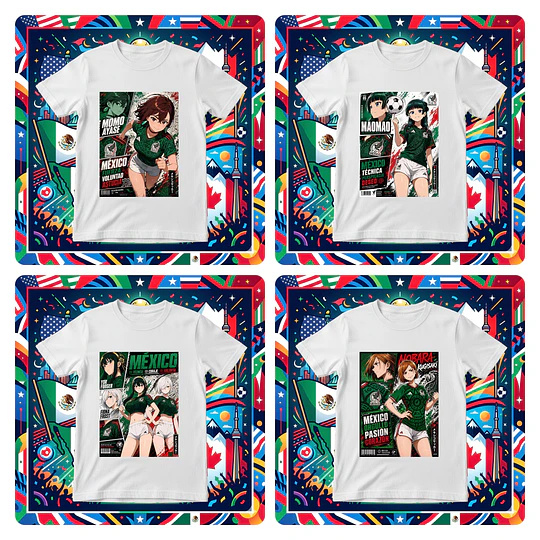 19 Plantillas de Diseño Polera Diseños Waifus Mundial 2026 Archivos PNG 