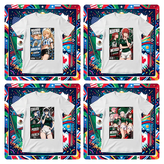 19 Plantillas de Diseño Polera Diseños Waifus Mundial 2026 Archivos PNG 