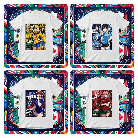 19 Plantillas de Diseño Polera Diseños Waifus Mundial 2026 Archivos PNG 