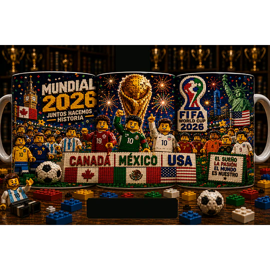 25 Plantillas de Diseño Tazas Mundial 2026 Estilo Lego Archivos PNG