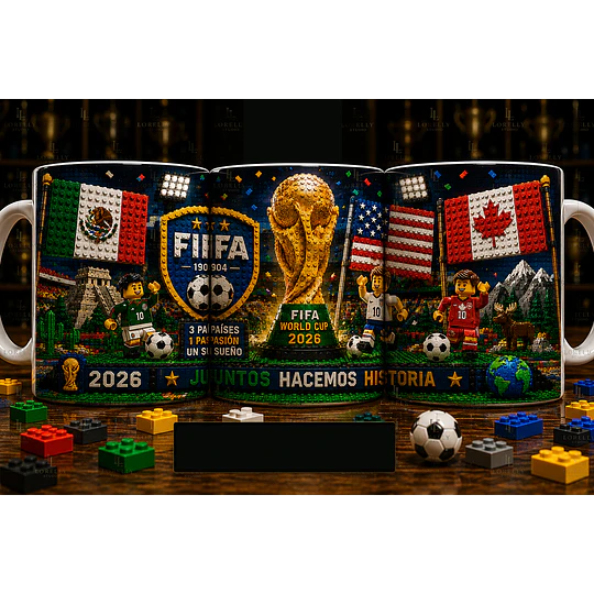 25 Plantillas de Diseño Tazas Mundial 2026 Estilo Lego Archivos PNG