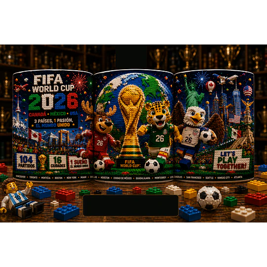 25 Plantillas de Diseño Tazas Mundial 2026 Estilo Lego Archivos PNG