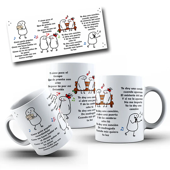 Diseños Tazas Plantillas Musical Te Doy una canción - Silvio Rodriguez Sublimacion Png