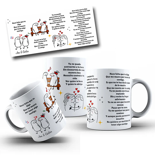 Diseños Tazas Plantillas Algo Contigo Vicentico Hace falta que te diga Que me muero por tener algo contigo Canción Sublimacion Png