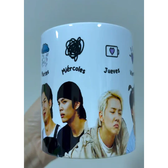 Diseños Tazas Plantillas BTS Mi humor según el día de la semana Sublimacion Png