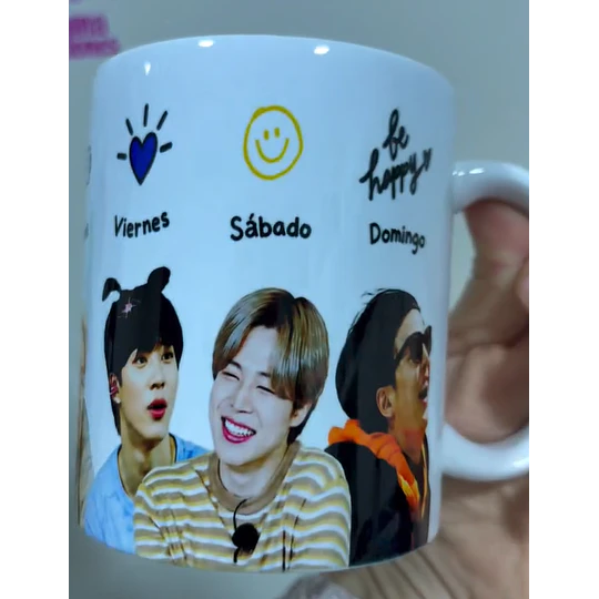 Diseños Tazas Plantillas BTS Mi humor según el día de la semana Sublimacion Png