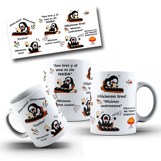 Diseños Tazas Plantillas Flork Deformitos Cinco coros, babas coro Meme chile Sublimacion Png