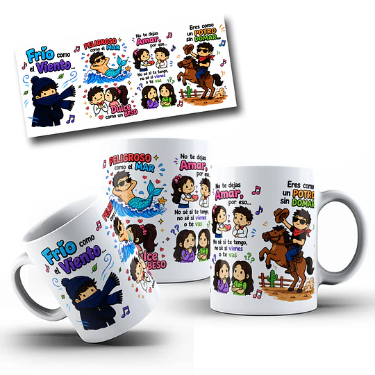 Diseños Taza Plantilla Taza Musical Fría Como el Viento - Luis Miguel Sublimacion Sublimación Png 