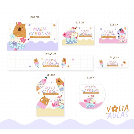 Plantillas de Diseño 12 Etiquetas Escolares Fofs Archivos PNG y Studio