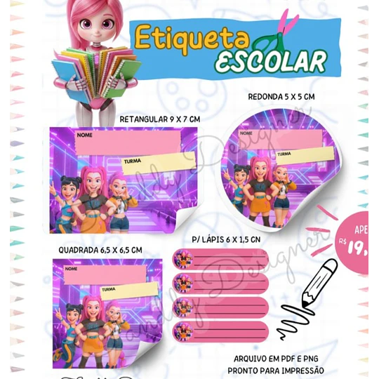 Plantillas de Diseño 50 Etiquetas Escolares Archivos PNG