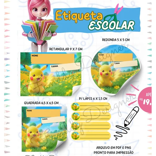 Plantillas de Diseño 50 Etiquetas Escolares Archivos PNG