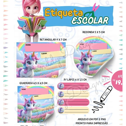 Plantillas de Diseño 50 Etiquetas Escolares Archivos PNG