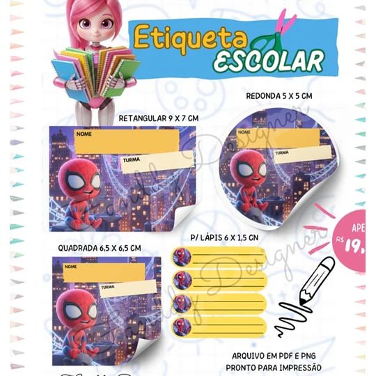 Plantillas de Diseño 50 Etiquetas Escolares Archivos PNG