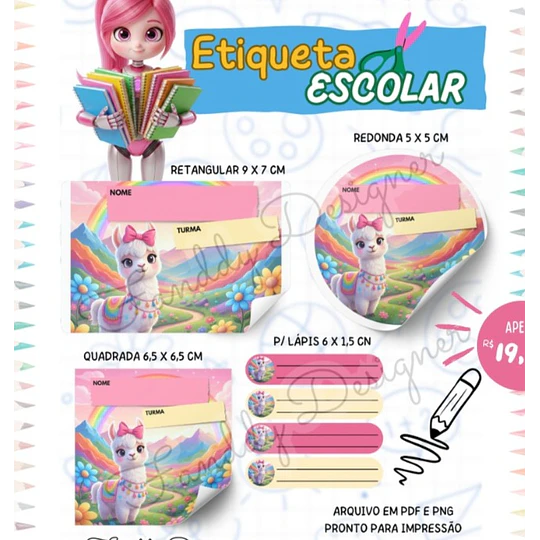 Plantillas de Diseño 50 Etiquetas Escolares Archivos PNG