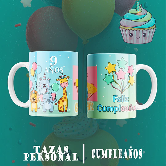 8 Plantillas de Diseño Tazas Cumpleaños Niños Archivos PNG