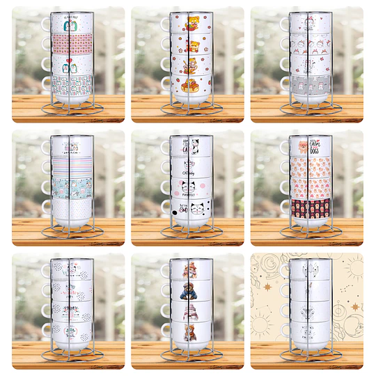 20 Plantillas de Diseño Tazas Apilables Archivos PNG