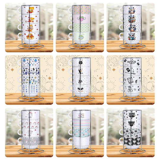 20 Plantillas de Diseño Tazas Apilables Archivos PNG