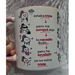 Diseños Tazas Plantilla Taza estaba triste pero me compré algo Flork, Deformitos Sublimacion Png 