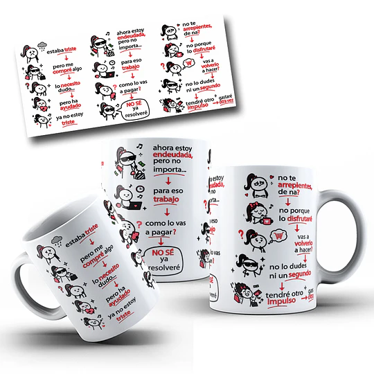 Diseños Tazas Plantilla Taza estaba triste pero me compré algo Flork, Deformitos Sublimacion Png 