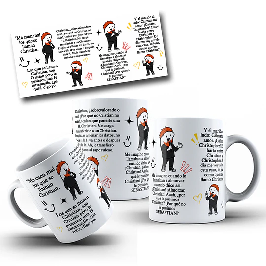 Diseños Tazas Plantillas Me caen mal los que se llaman Christian Lopez Comediante Flork meme Chile Humor Deformitos Sublimacion Png 