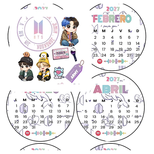 Plantillas de Diseño Calendarios Virales 2027 Archivos PNG y PDF