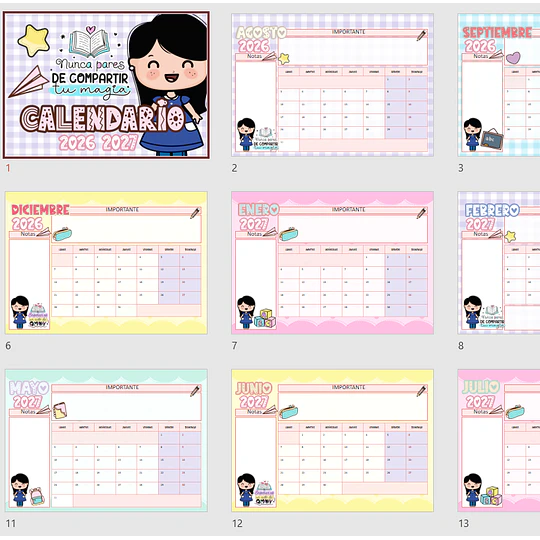 Plantillas de Diseño Calendario Tec. en Párvulos 2027 Archivo Power Point y PDF