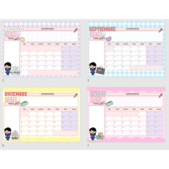 Plantillas de Diseño Calendario Tec. en Párvulos 2027 Archivo Power Point y PDF