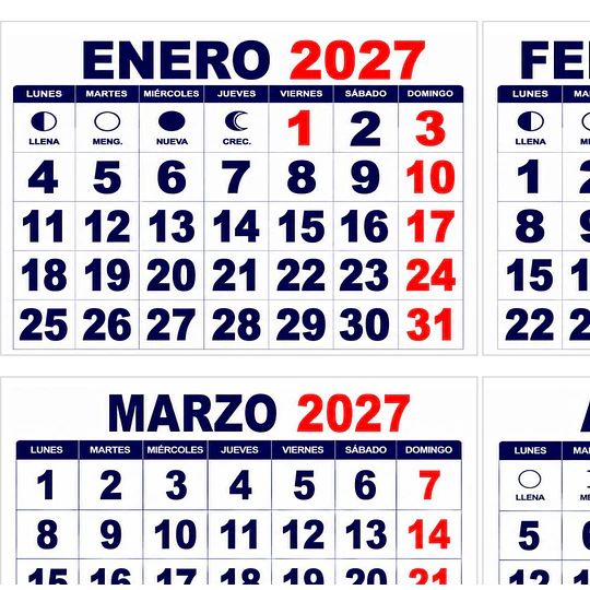 Plantillas de Diseño Pack Calendarios 2027 PDF Archivos PDF