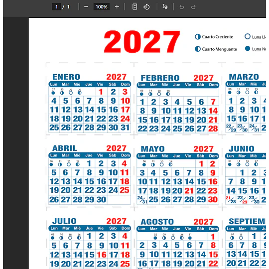 Plantillas de Diseño Mini Calendario 2027 Archivos PDF