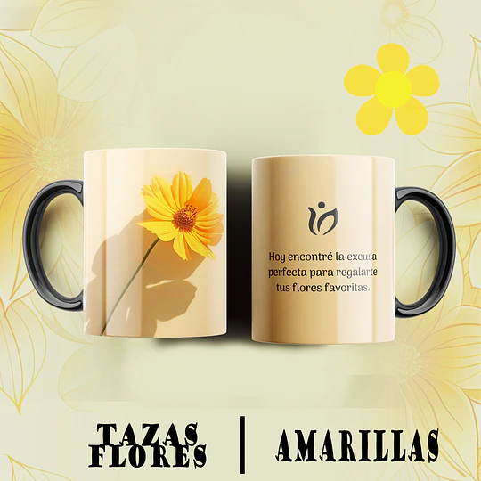 12 Plantillas de Diseño Tazas Flores Amarillas Archivos PNG
