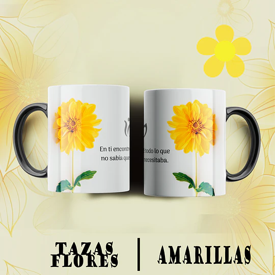 12 Plantillas de Diseño Tazas Flores Amarillas Archivos PNG