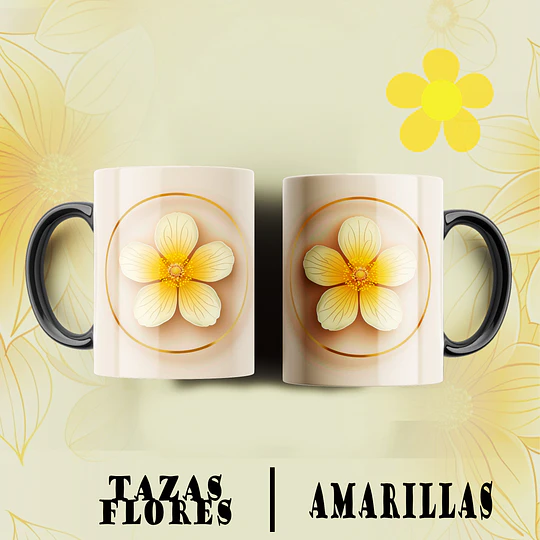 12 Plantillas de Diseño Tazas Flores Amarillas Archivos PNG
