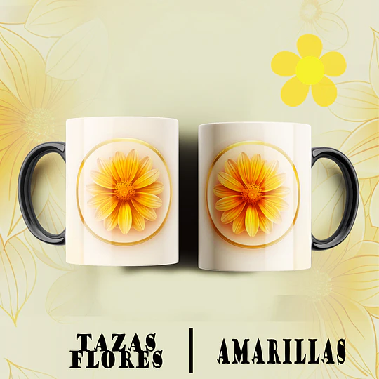 12 Plantillas de Diseño Tazas Flores Amarillas Archivos PNG