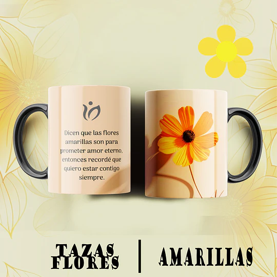 12 Plantillas de Diseño Tazas Flores Amarillas Archivos PNG
