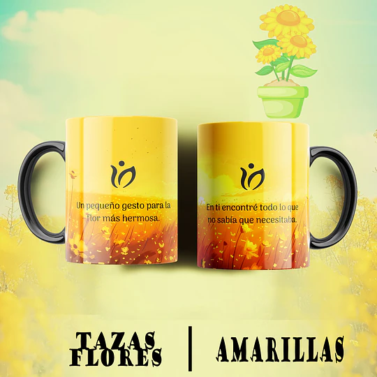 10 Plantillas de Diseño Tazas Flores Amarillas Archivos PNG