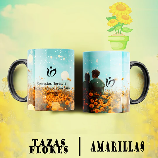10 Plantillas de Diseño Tazas Flores Amarillas Archivos PNG