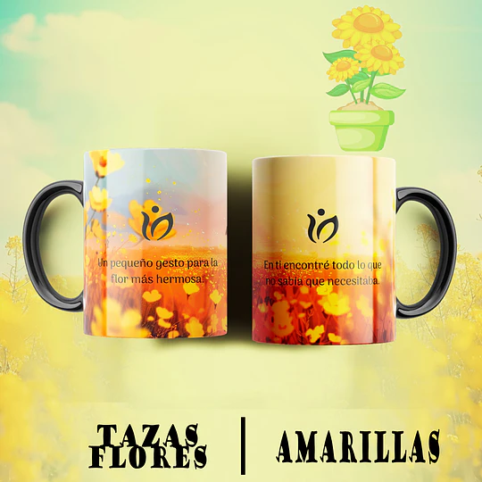 10 Plantillas de Diseño Tazas Flores Amarillas Archivos PNG