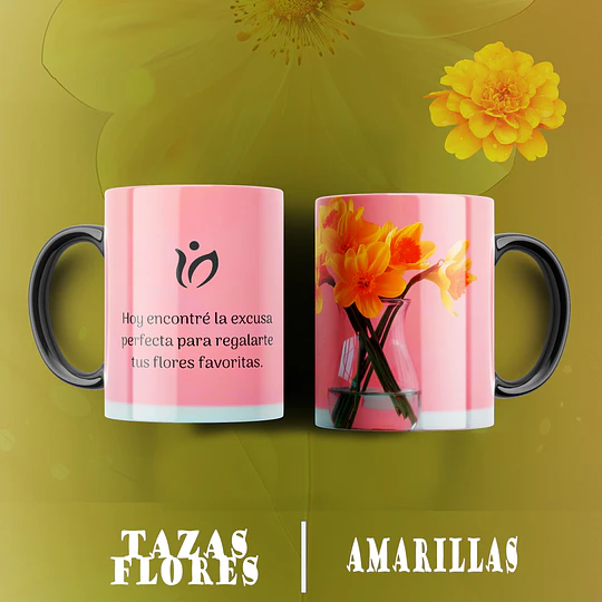 10 Plantillas de Diseño Tazas Flores Amarillas Archivos PNG