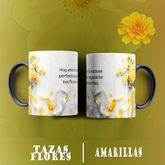 10 Plantillas de Diseño Tazas Flores Amarillas Archivos PNG