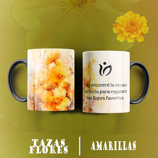 10 Plantillas de Diseño Tazas Flores Amarillas Archivos PNG