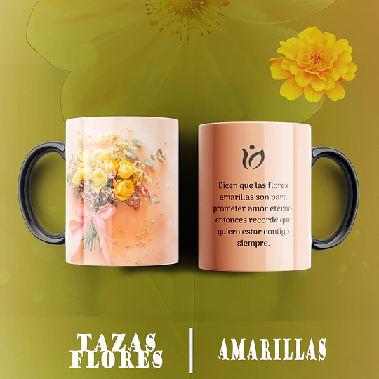 10 Plantillas de Diseño Tazas Flores Amarillas Archivos PNG