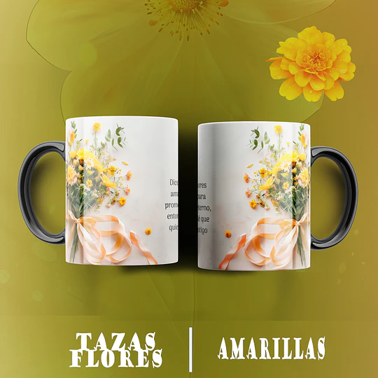 10 Plantillas de Diseño Tazas Flores Amarillas Archivos PNG