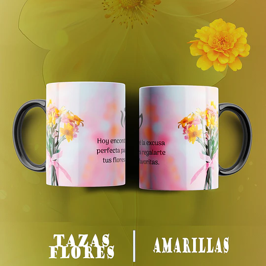 10 Plantillas de Diseño Tazas Flores Amarillas Archivos PNG